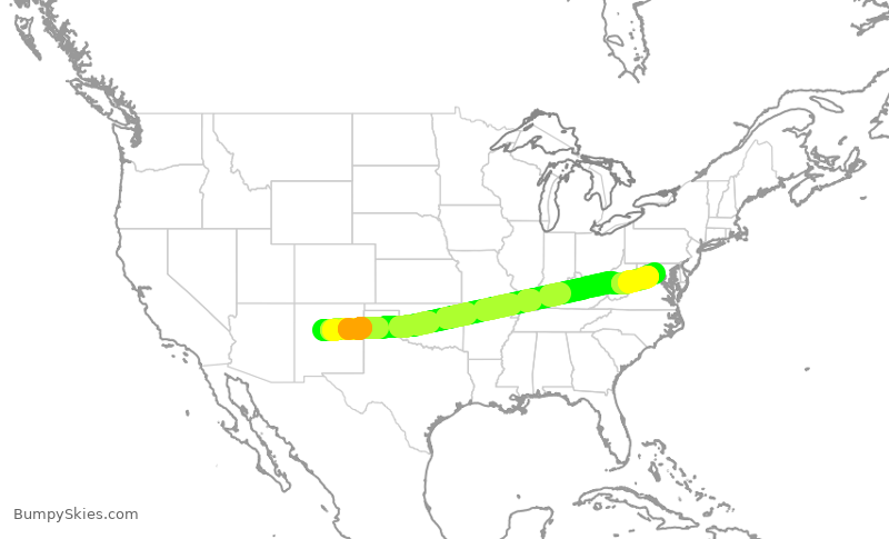 Turbulence forecast map for UAL400, ABQ to IAD