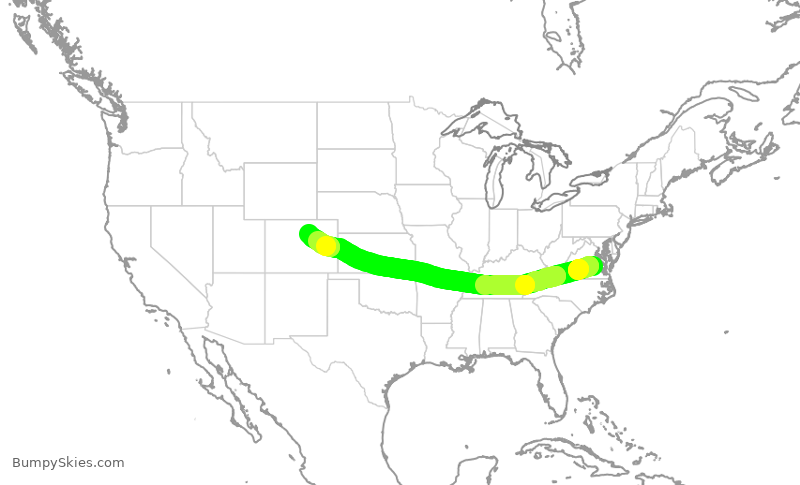 Turbulence forecast map for UAL400, RIC to DEN