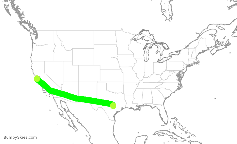 Turbulence forecast map for UAL400, SFO to AUS
