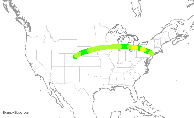 Turbulence forecast map for UAL407, EWR to DEN
