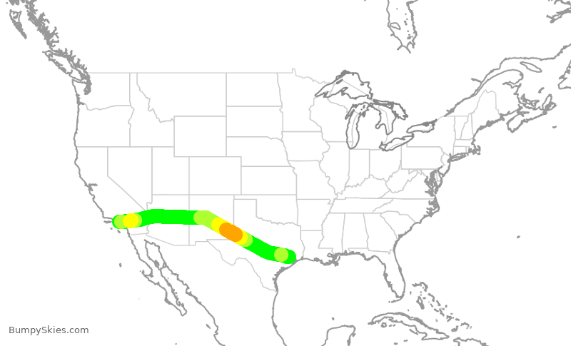 Turbulence forecast map for UAL417, IAH to LAX