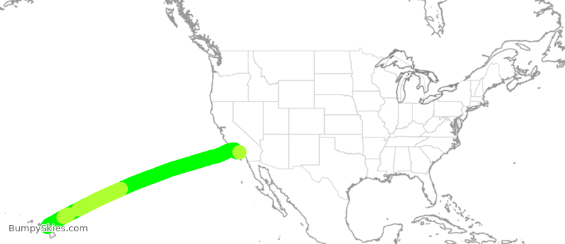 Turbulence forecast map for UAL417, LAX to OGG