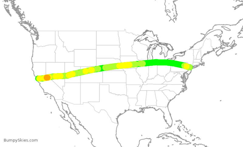 Turbulence forecast map for UAL419, SFO to EWR