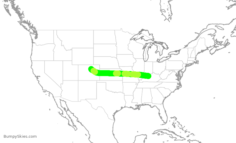 Turbulence forecast map for UAL4202, SDF to DEN