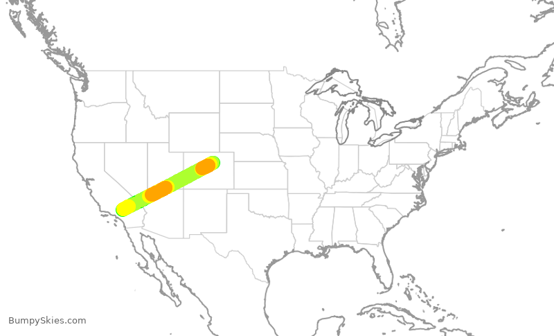Turbulence forecast map for UAL4209, DEN to VCV