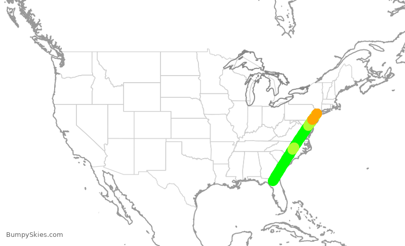 Turbulence forecast map for UAL4210, EWR to LCQ