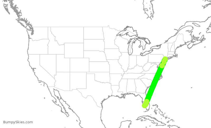 Turbulence forecast map for UAL435, EWR to RSW