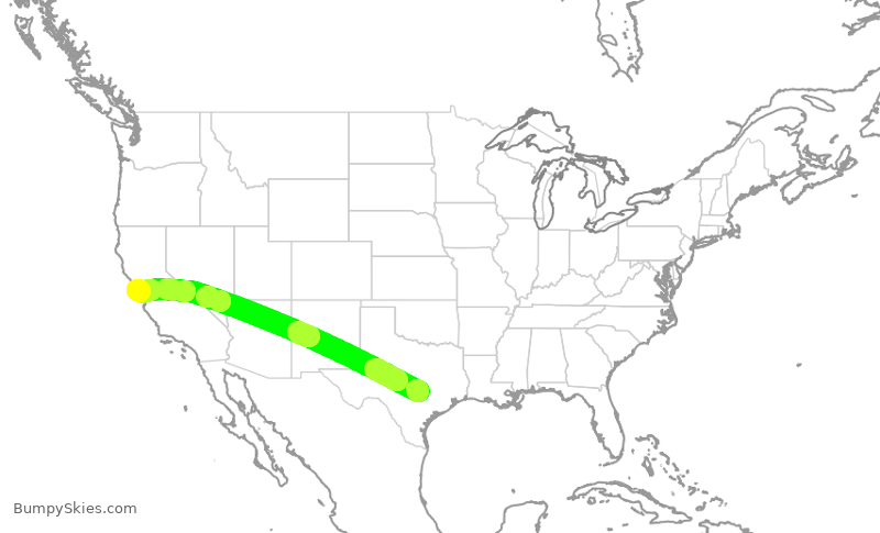 Turbulence forecast map for UAL442, AUS to SFO