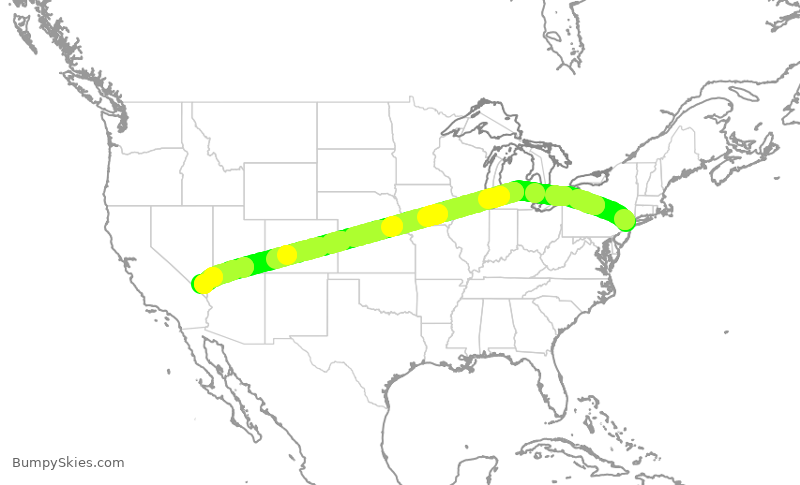 Turbulence forecast map for UAL446, EWR to LAS