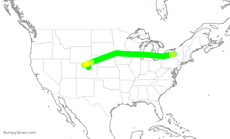 Turbulence forecast map for UAL453, SYR to DEN