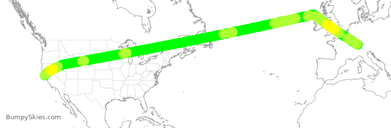 Turbulence forecast map for UAL45, SZH to SFO