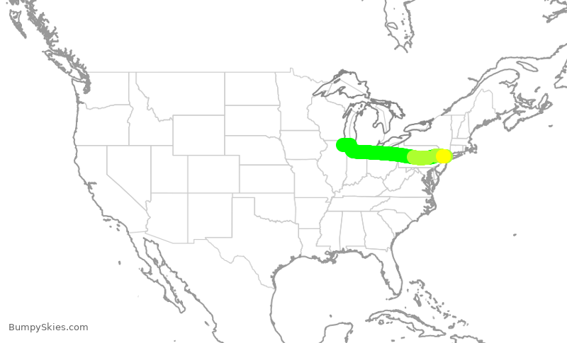 Turbulence forecast map for UAL467, LGA to ORD