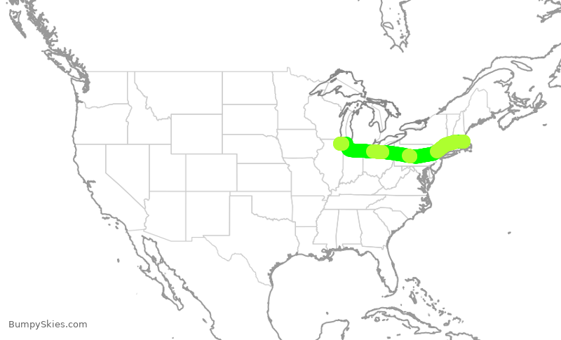 Turbulence forecast map for UAL472, BOS to ORD
