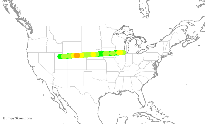 Turbulence forecast map for UAL473, ORD to SLC