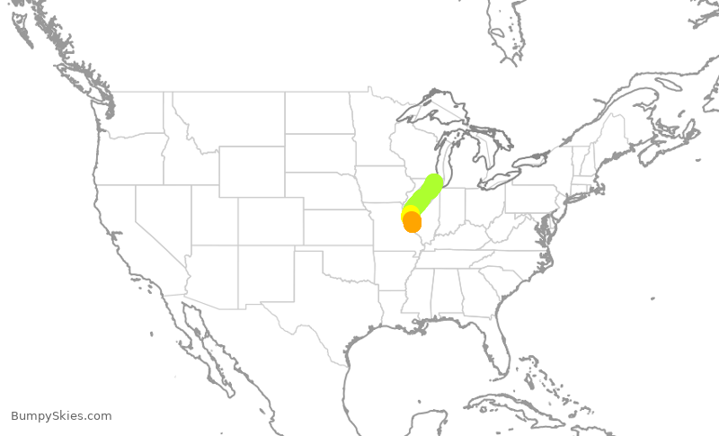 Turbulence forecast map for UAL473, STL to ORD