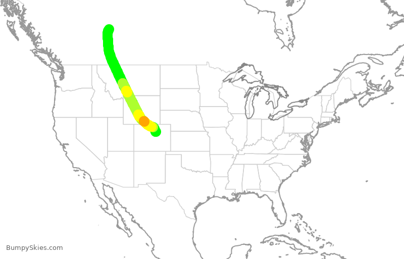 Turbulence forecast map for UAL475, YEG to DEN