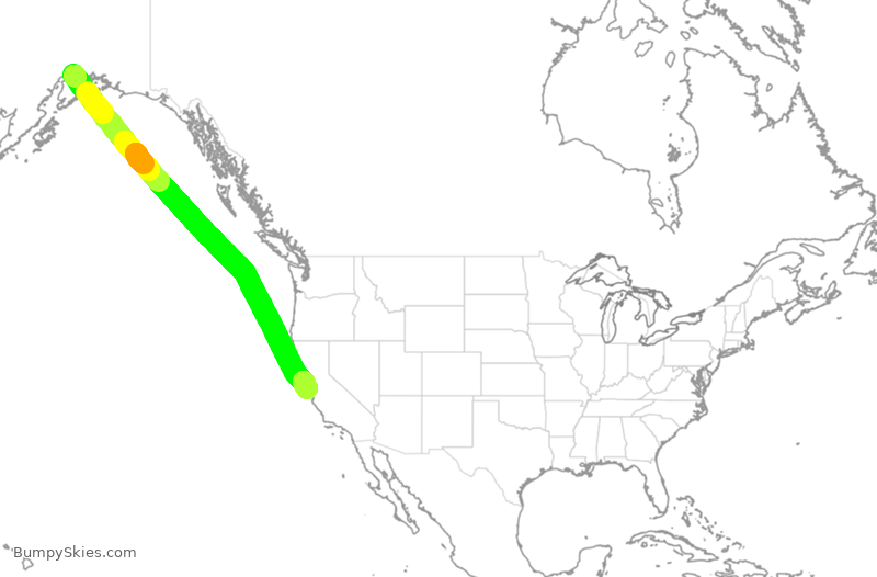 Turbulence forecast map for UAL477, ANC to SFO