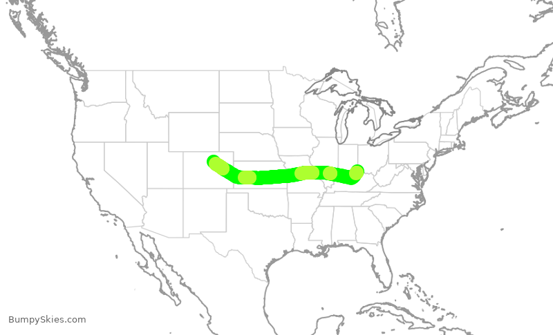 Turbulence forecast map for UAL479, CVG to DEN