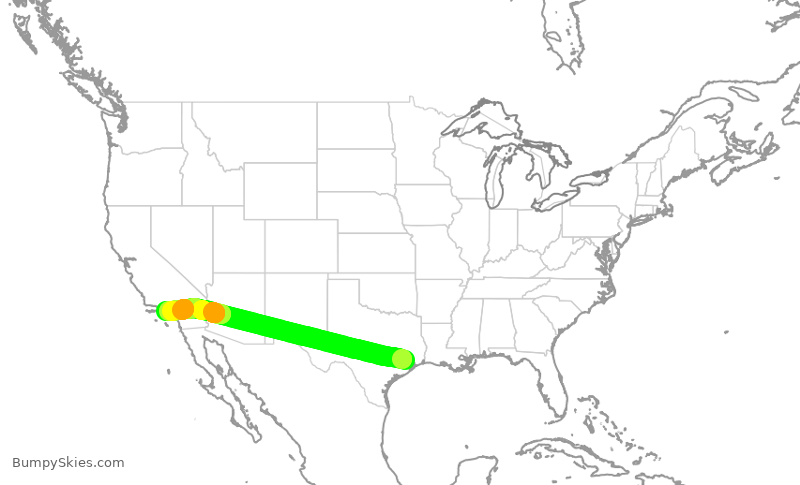 Turbulence forecast map for UAL483, IAH to LAX