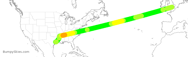 Turbulence forecast map for UAL4, LHR to IAH