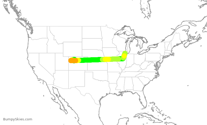 Turbulence forecast map for UAL503, ORD to EGE