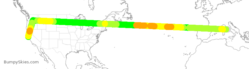 Turbulence forecast map for UAL506, IRF to SFO