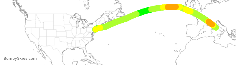 Turbulence forecast map for UAL510, EWR to FCO