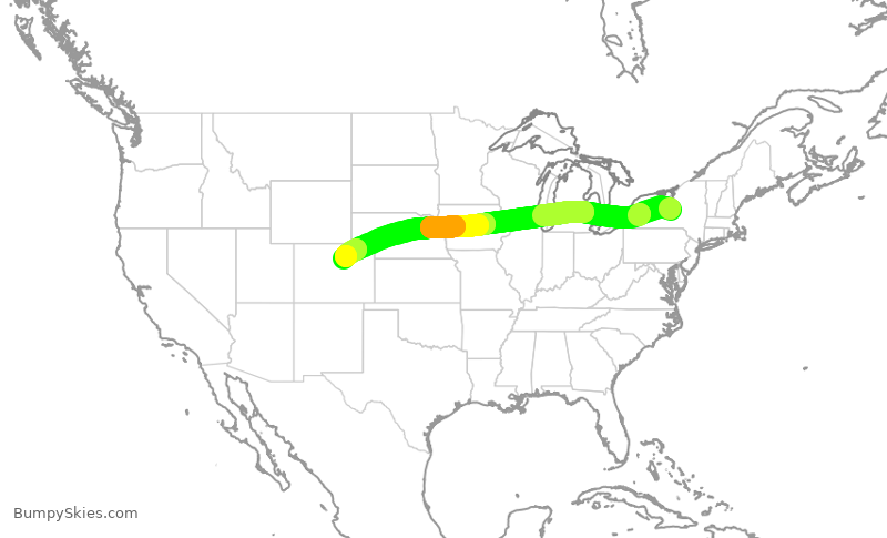 Turbulence forecast map for UAL513, SYR to DEN