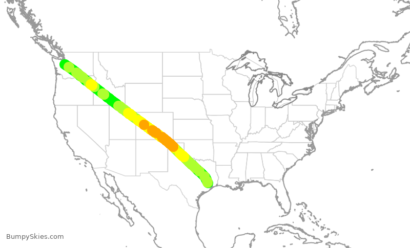 Turbulence forecast map for UAL515, IAH to SEA