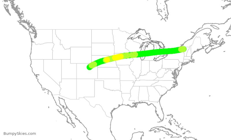 Turbulence forecast map for UAL517, BTV to DEN