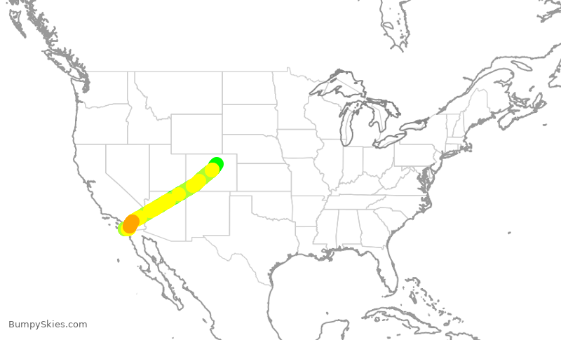 Turbulence forecast map for UAL519, SAN to DEN