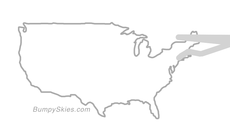 Map of continental US with illustrated flight path and turbulence forecast (described in text below)