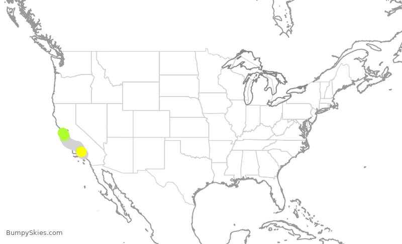 Turbulence forecast map for UAL520, BUR to SFO