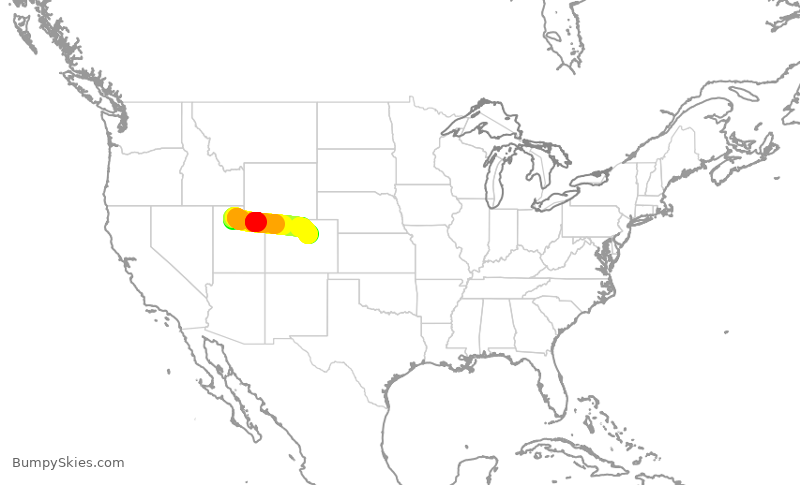Turbulence forecast map for UAL520, SLC to DEN