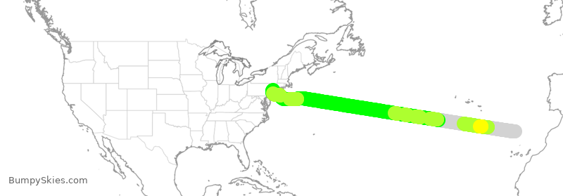 Turbulence forecast map for UAL523, FNC to EWR