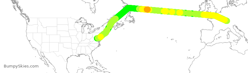Turbulence forecast map for UAL52, IAD to SZH