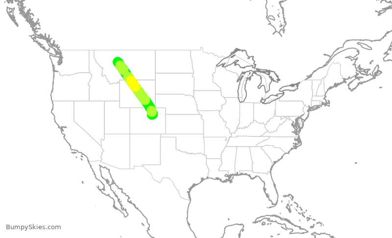 Turbulence forecast map for UAL534, DEN to GTF