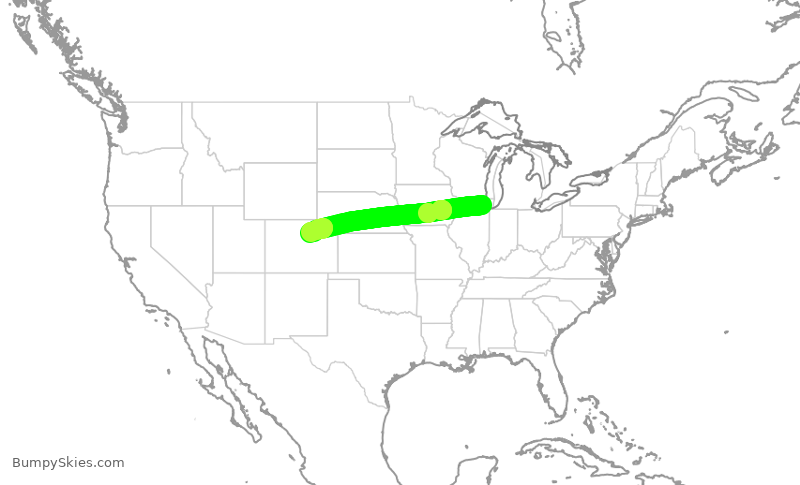 Turbulence forecast map for UAL536, ORD to DEN
