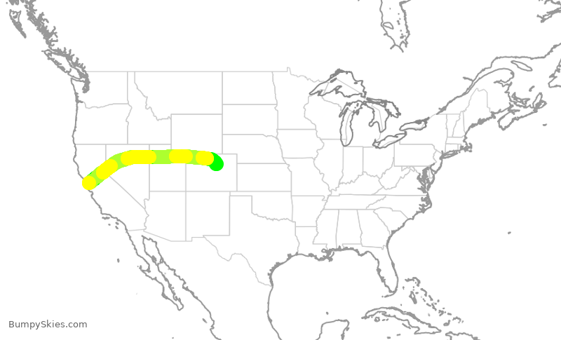 Turbulence forecast map for UAL540, SFO to DEN