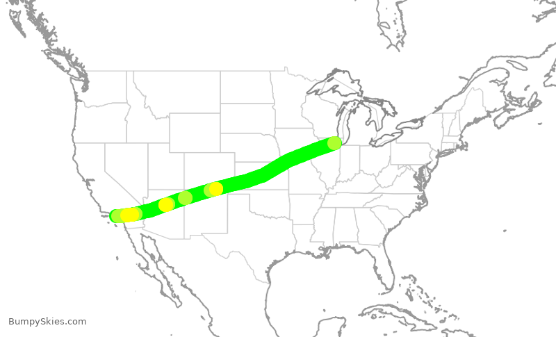 Turbulence forecast map for UAL542, ORD to LAX
