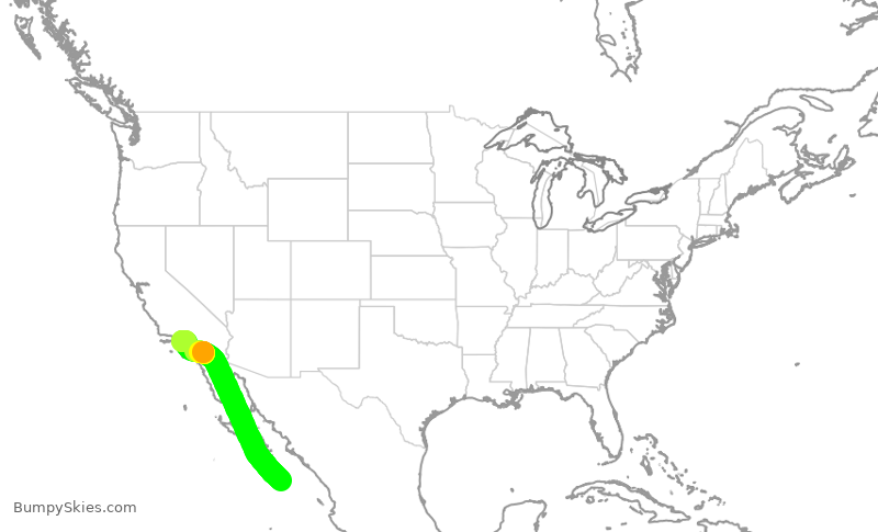 Turbulence forecast map for UAL547, SJD to LAX