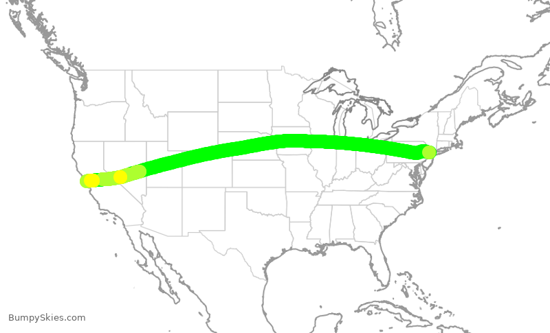 Turbulence forecast map for UAL548, EWR to SFO
