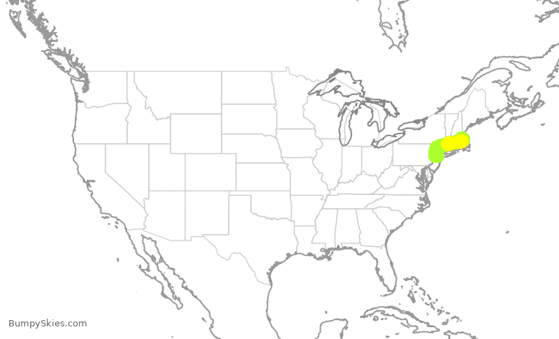 Turbulence forecast map for UAL555, BOS to EWR