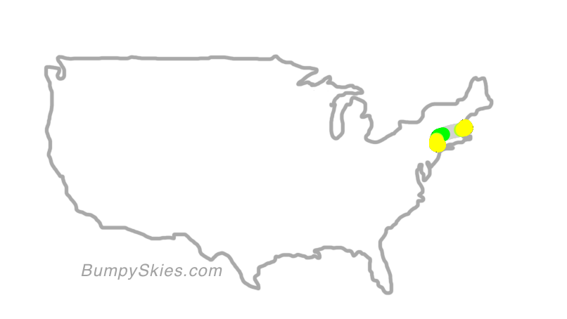 Map of continental US with illustrated flight path and turbulence forecast (described in text below)