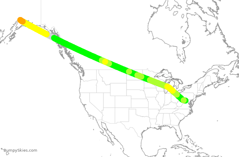 Turbulence forecast map for UAL572, ANC to IAD