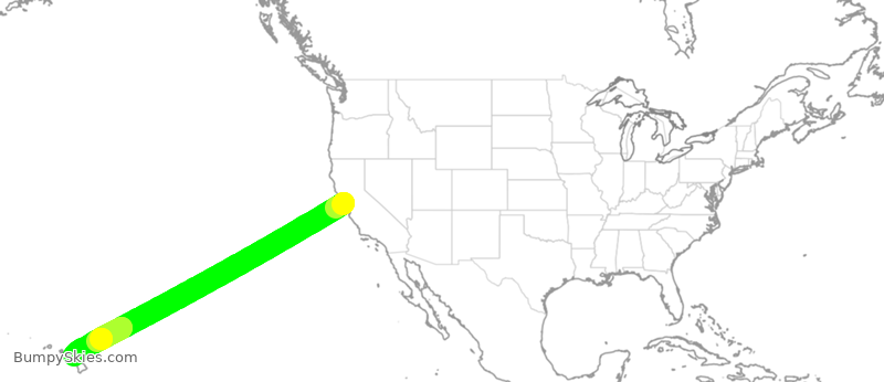 Turbulence forecast map for UAL573, SFO to OGG