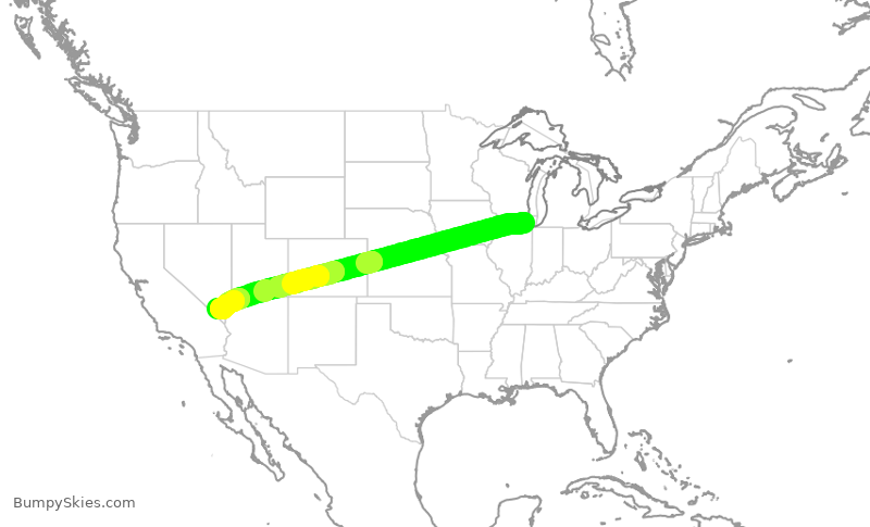 Turbulence forecast map for UAL574, ORD to LAS