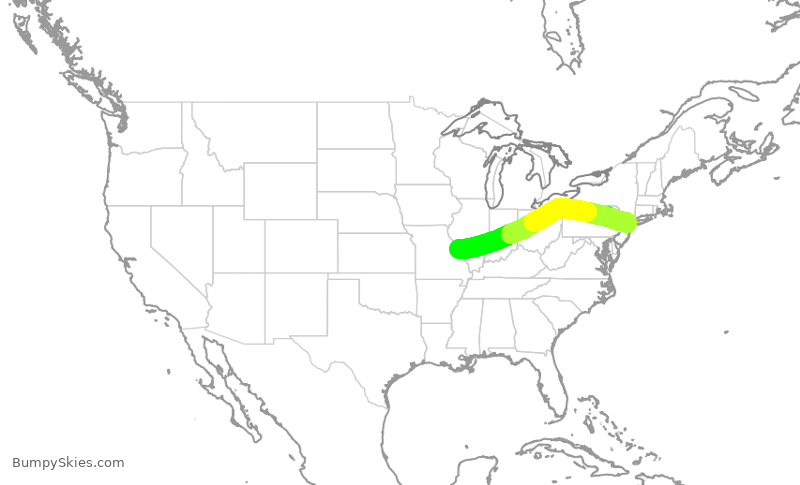 Turbulence forecast map for UAL577, STL to EWR