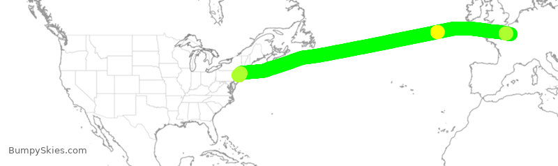 Turbulence forecast map for UAL57, EWR to CDG