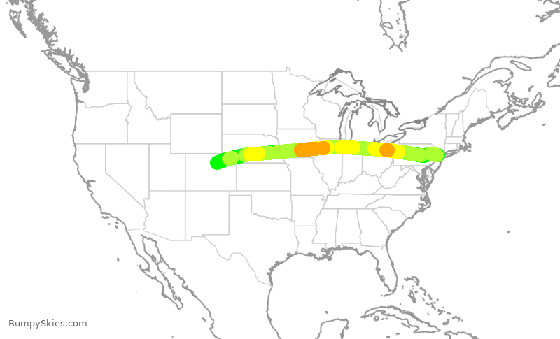 Turbulence forecast map for UAL582, EWR to DEN